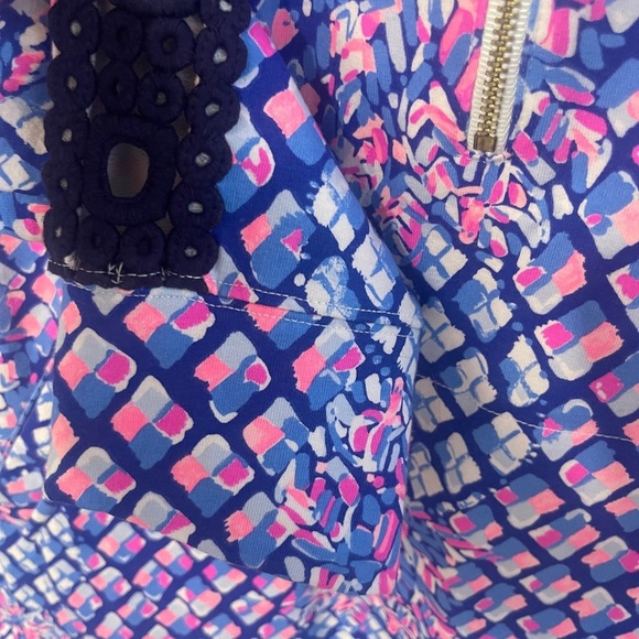 Lilly Pulitzer Skipper Popover Full Zip Small Royal Pop Up Toe In Crochet Blue - Picture 5 of 6